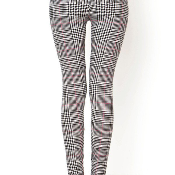 NEW MIX soft brush leggings Houndstooth Plaid PLUS - Picture 3 of 4